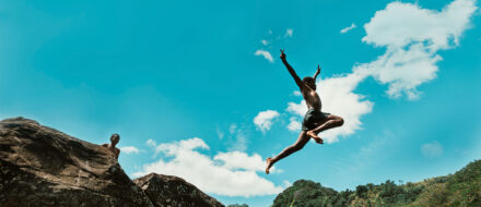 A local jump from a rock into the Sigatoka River. Photo by Jack Phillips