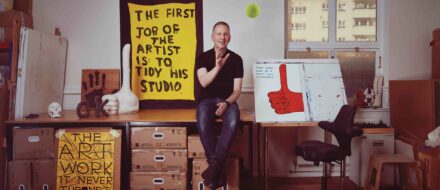 David Shrigley in his studio