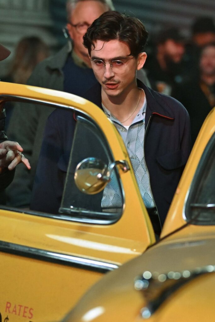 Timothee Chalamet on the set of November 3