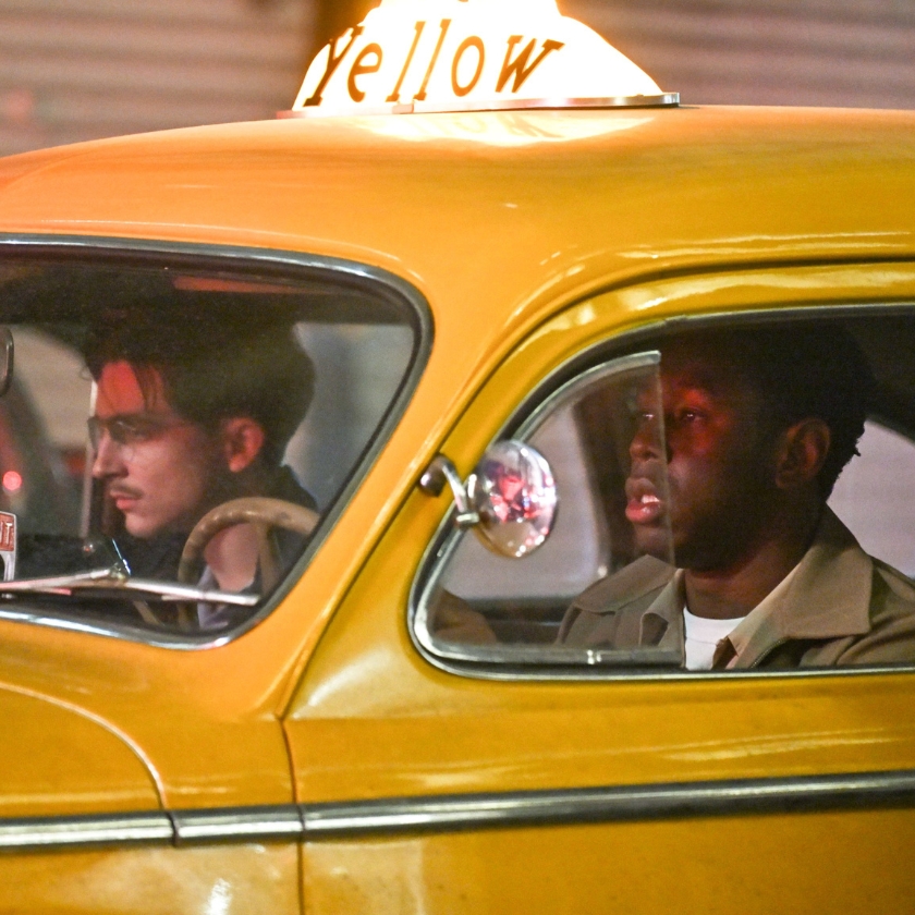 Timothée Chalamet and Tyler, The Creator on the set of 'Marty Supreme'.