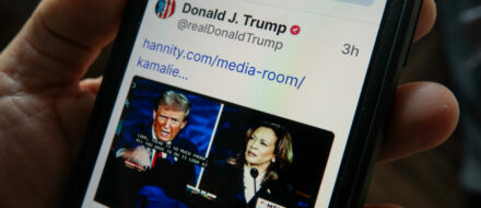 Mobile screen showing Donald Trump's social media account