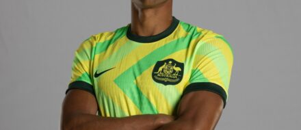 Kusini Yengi in Nike Socceroos kit by Reko Rennie