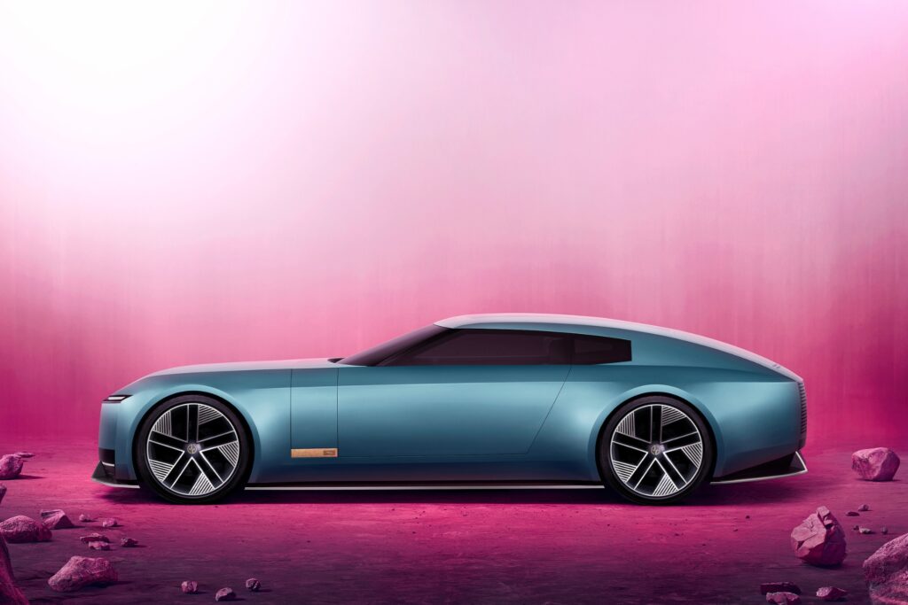 Jaguar’s Type 00 concept in London Blue is a nod to an iconic Jaguar paint from the ’60s.