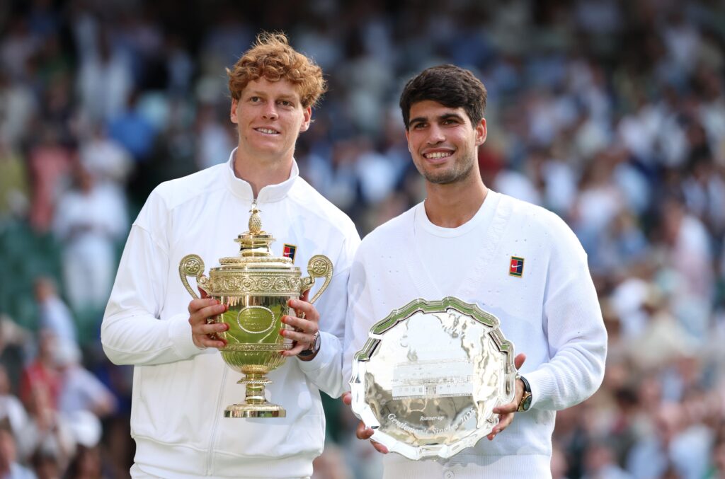 jannik sinner and carlos alcaraz wearing rolex watches at wimbledon