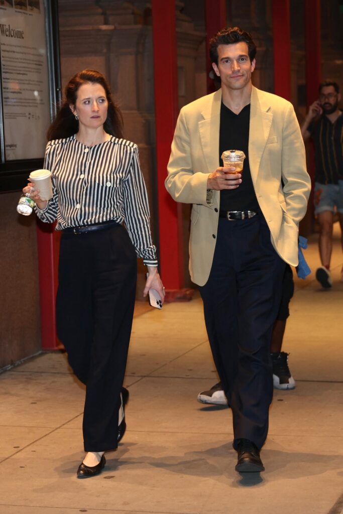 paul kelly and grace gummer on the set of american love story