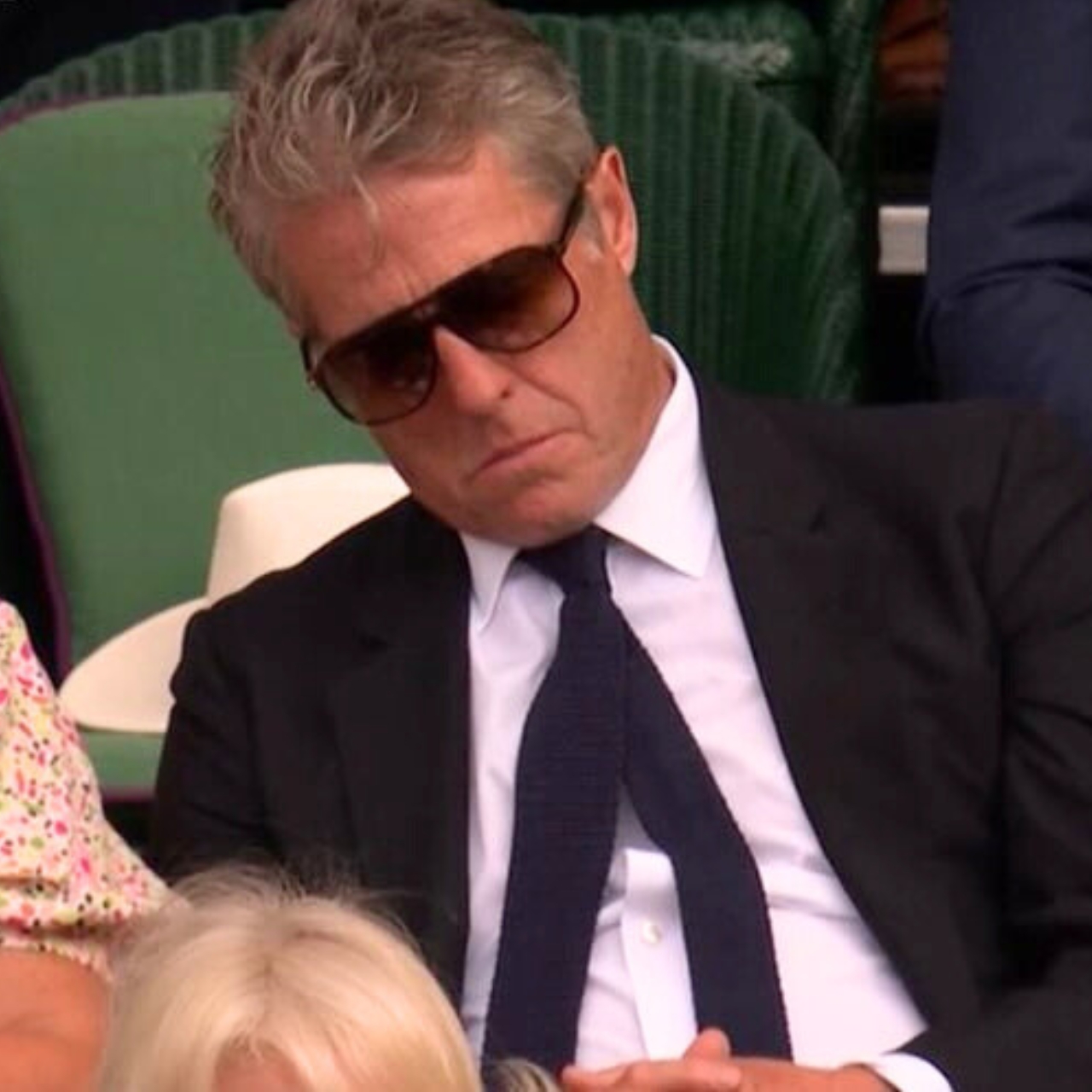 hugh grant wimbledon sleeping