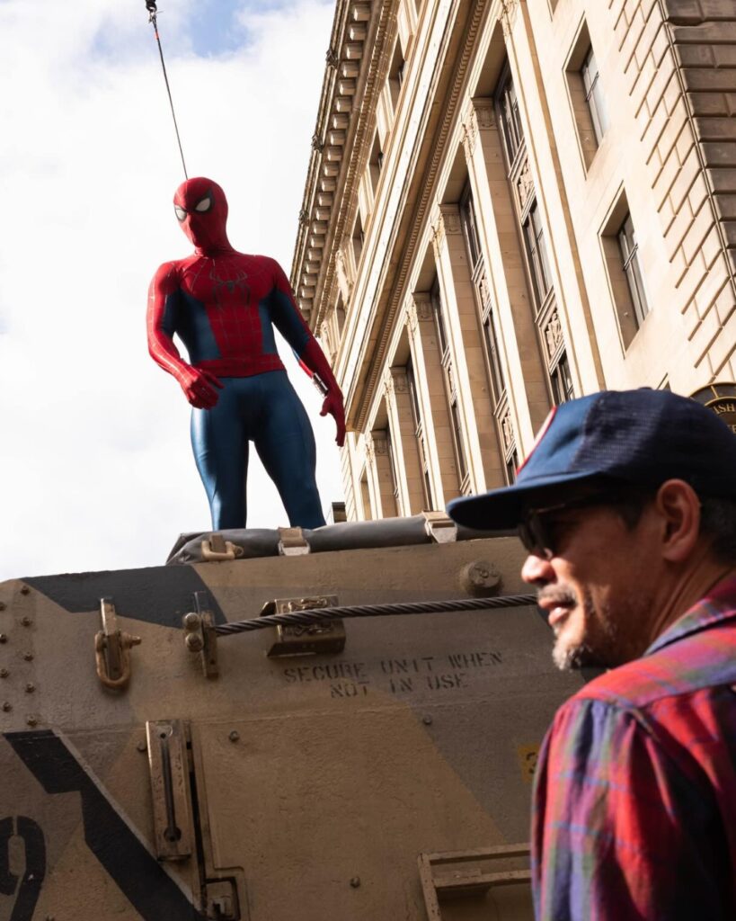 tom holland on the set of spier-man brand new day